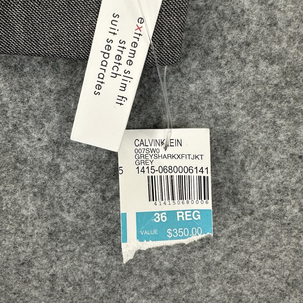 $350 Calvin Klein Extreme Slim Fit Stretch Blazer Men 36R Shark Suit Jacket Gray - Picture 2 of 6